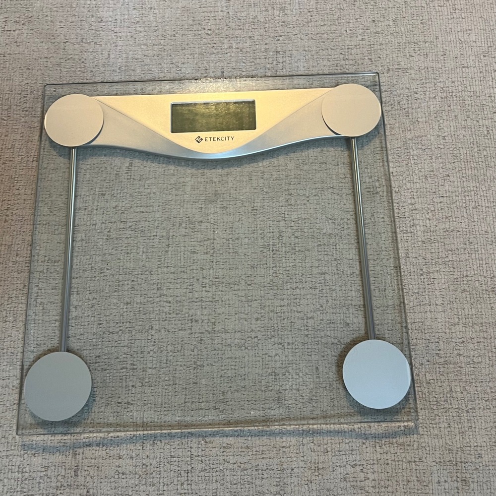 Etekcity EB4074C Digital Body Weight Scale Glass 400lb Capacity Silver Blue LCD
